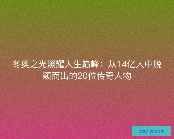 冬奥之光照耀人生巅峰：从14亿人中脱颖而出的20位传奇人物