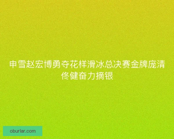 申雪赵宏博勇夺花样滑冰总决赛金牌庞清佟健奋力摘银