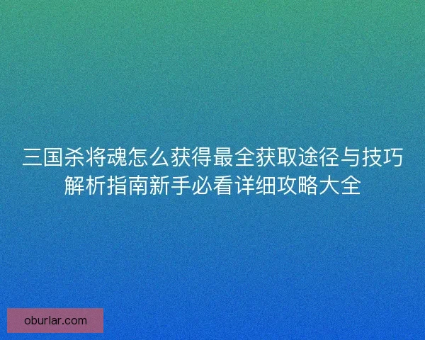 三国杀将魂怎么获得最全获取途径与技巧解析指南新手必看详细攻略大全
