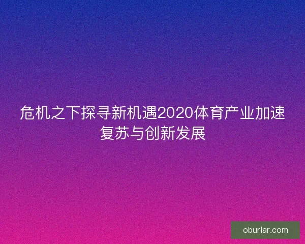 危机之下探寻新机遇2020体育产业加速复苏与创新发展