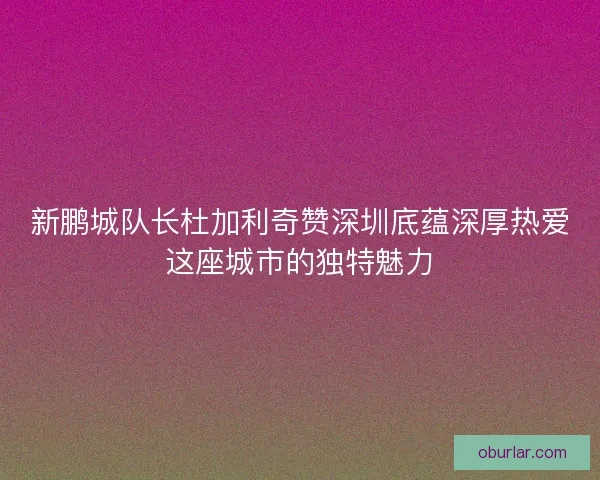 新鹏城队长杜加利奇赞深圳底蕴深厚热爱这座城市的独特魅力 新鹏城队长杜加利奇赞深圳底蕴深厚热爱这座城市的独特魅力