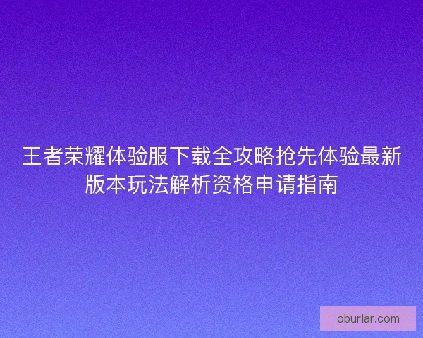 王者荣耀体验服下载全攻略抢先体验最新版本玩法解析资格申请指南